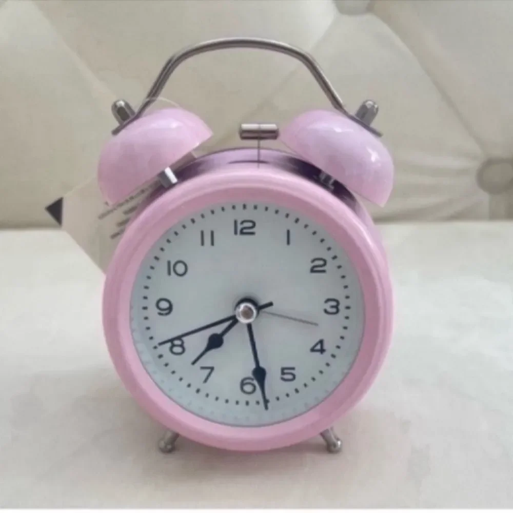 New  4 Inches Twin Bell Alarm Dial, Battery Operated Clock-pink